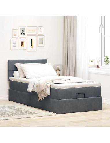 Struttura Letto Pouf con Materasso 100x200 cm Velluto