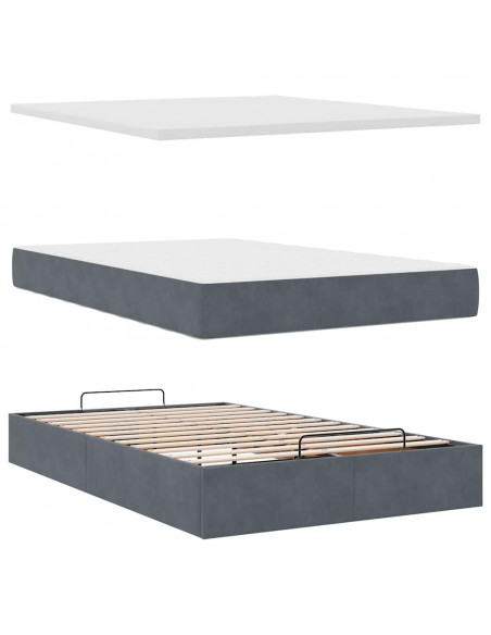 Struttura Letto Pouf con Materasso 120x200 cm Velluto