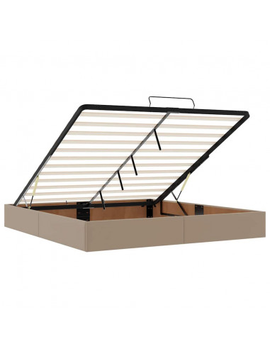 Pouf Letto con Materassi e LED Cappuccino 180x200cm Similpelle