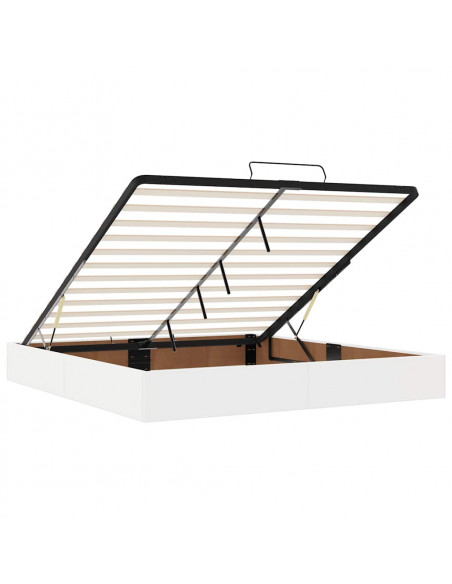 Pouf Letto con Materassi e LED Bianco Puro 180x200cm Similpelle