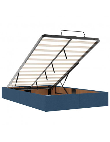 Pouf Letto con Materasso e LED Blu 120x190cm in Tessuto