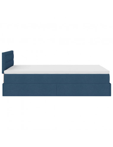 Pouf Letto con Materasso e LED Blu 120x190cm in Tessuto
