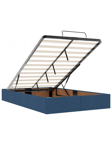 Pouf Letto con Materasso e LED Blu 120x190cm in Tessuto