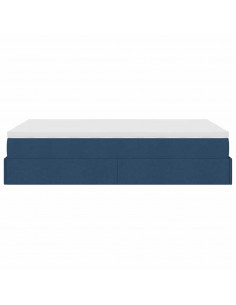 Struttura Letto Pouf con Materasso Blu 120x190 cm in Tessuto 2