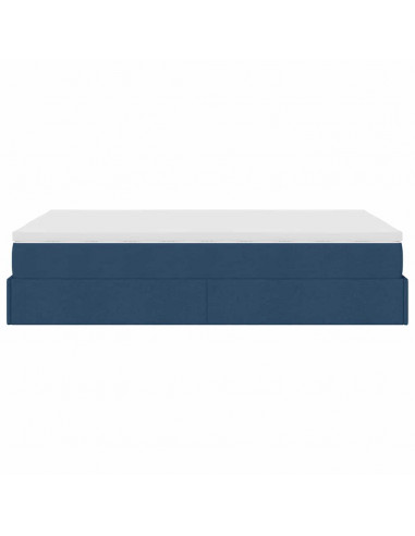 Struttura Letto Pouf con Materasso Blu 120x190 cm in Tessuto
