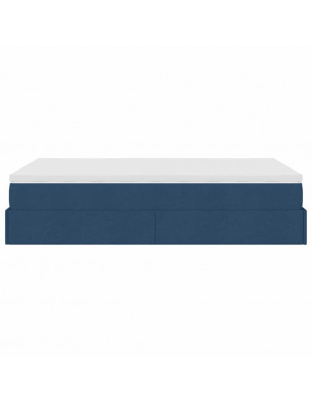 Struttura Letto Pouf con Materasso Blu 120x190 cm in Tessuto
