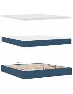 Struttura Letto Pouf con Materasso Blu 180x200cm in Tessuto