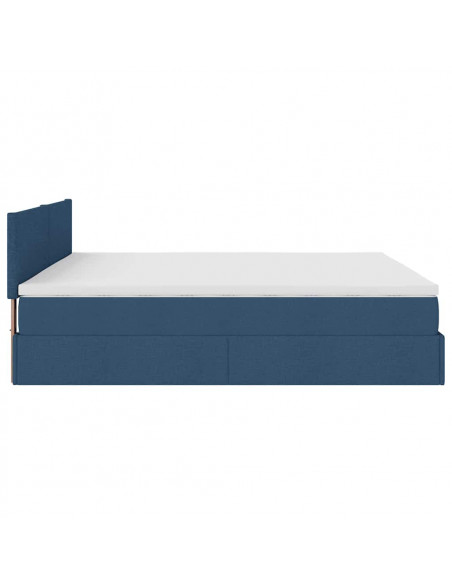 Struttura Letto Pouf con Materasso Blu 180x200cm in Tessuto