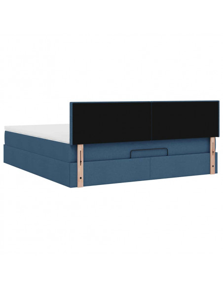 Struttura Letto Pouf con Materasso Blu 180x200cm in Tessuto