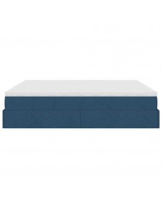 Struttura Letto Pouf con Materasso Blu 180x200cm in Tessuto