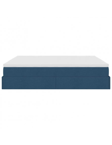 Struttura Letto Pouf con Materasso Blu 180x200cm in Tessuto