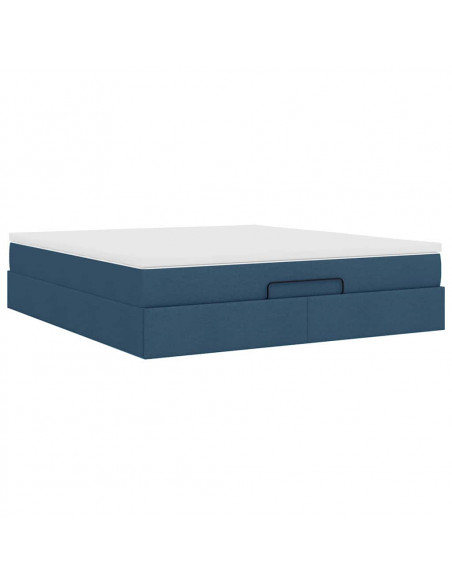 Struttura Letto Pouf con Materasso Blu 180x200cm in Tessuto