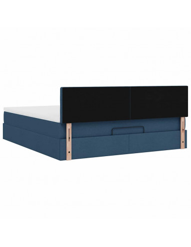Struttura Letto Pouf con Materasso Blu 180x200cm in Tessuto