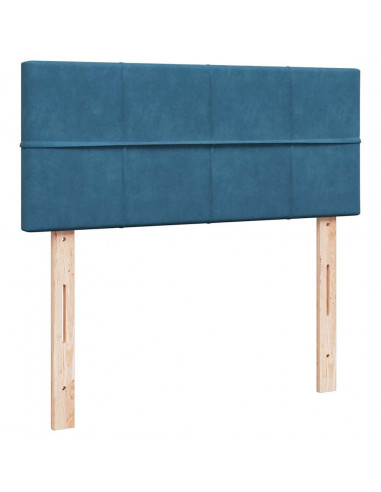 Struttura Letto Pouf con Materasso Blu Scuro 120x200 cm Velluto