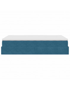 Struttura Letto Pouf con Materasso Blu Scuro 120x200 cm Velluto