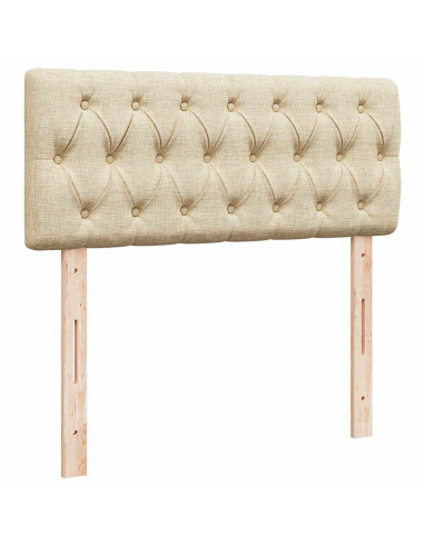 Pouf Letto con Materasso e LED Crema 120x190cm in Tessuto