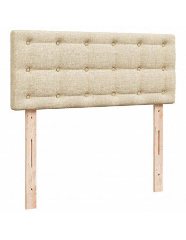 Pouf Letto con Materasso e LED Crema 120x190cm in Tessuto