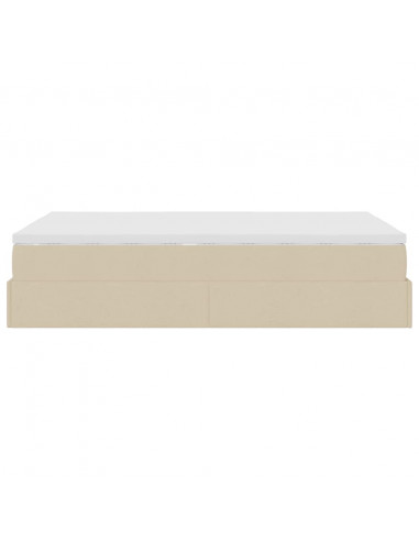 Struttura Letto Pouf con Materasso Crema 120x190 cm in Tessuto