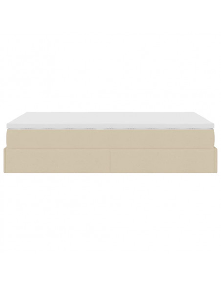 Struttura Letto Pouf con Materasso Crema 120x190 cm in Tessuto