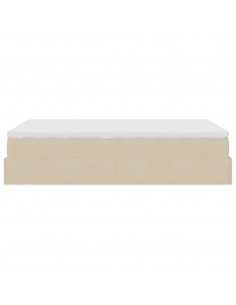 Struttura Letto Pouf con Materasso Crema 120x200 cm in Tessuto 2
