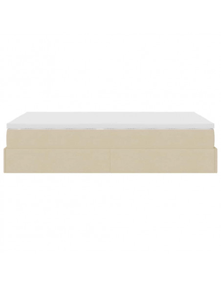 Struttura Letto Pouf con Materasso Crema 120x200 cm in Tessuto