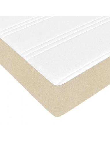 Struttura Letto Pouf con Materasso Crema 120x200 cm in Tessuto