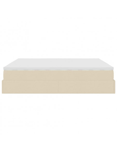 Struttura Letto Pouf con Materasso Crema 160x200 cm in Tessuto