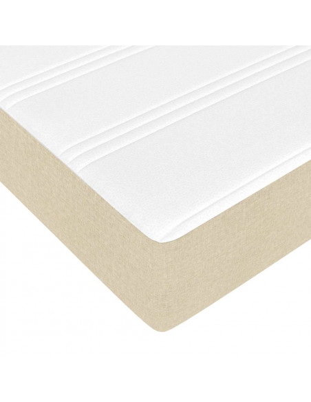Struttura Letto Pouf con Materasso Crema 160x200 cm in Tessuto