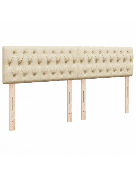 Pouf Letto con Materasso e LED Crema 180x200cm in Tessuto