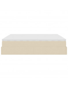 Struttura Letto Pouf con Materasso Crema 180x200 cm in Tessuto 2
