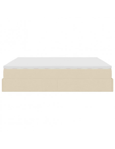 Struttura Letto Pouf con Materasso Crema 180x200 cm in Tessuto