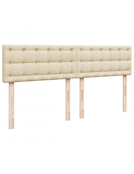 Pouf Letto con Materasso e LED Crema 180x200cm in Tessuto