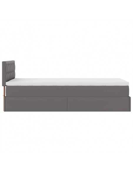 Struttura Letto Pouf con Materasso Grigio 100x200 cm Similpelle