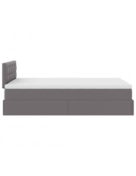 Struttura Letto Pouf con Materasso Grigio 120x200 cm Similpelle