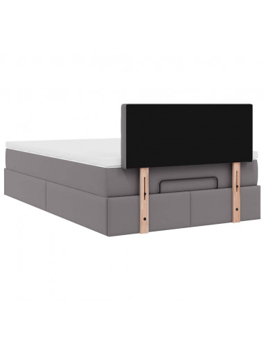 Struttura Letto Pouf con Materasso Grigio 120x200 cm Similpelle