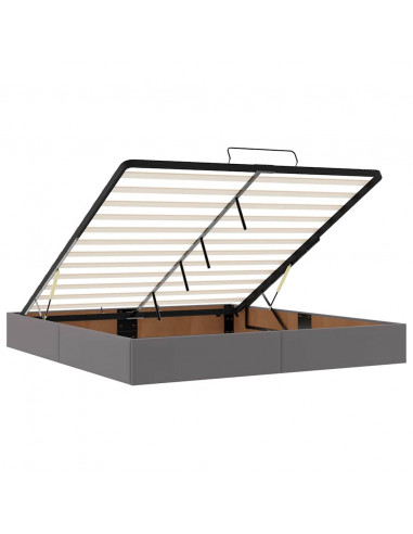 Struttura Letto Pouf con Materasso Grigio 160x200 cm Similpelle