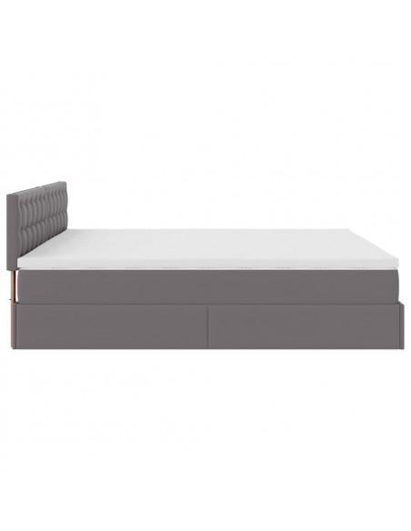 Struttura Letto Pouf con Materasso Grigio 180x200 cm Similpelle
