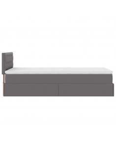 Struttura Letto Pouf con Materasso Grigio 80x200 cm Similpelle 2