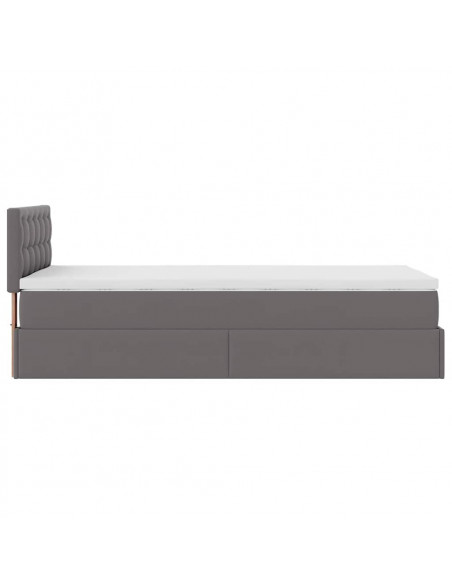 Struttura Letto Pouf con Materasso Grigio 90x200 cm Similpelle