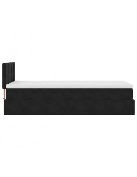 Struttura Letto Pouf con Materasso Nero 100x200 cm Velluto