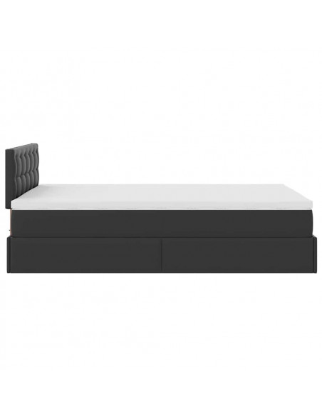 Struttura Letto Pouf con Materasso Nero 120x190 cm Similpelle