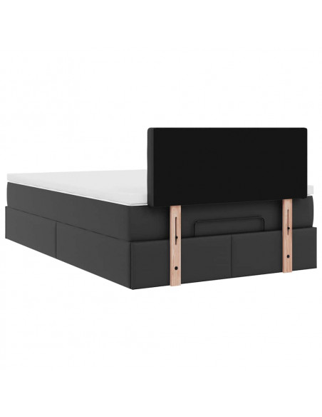 Struttura Letto Pouf con Materasso Nero 120x190 cm Similpelle