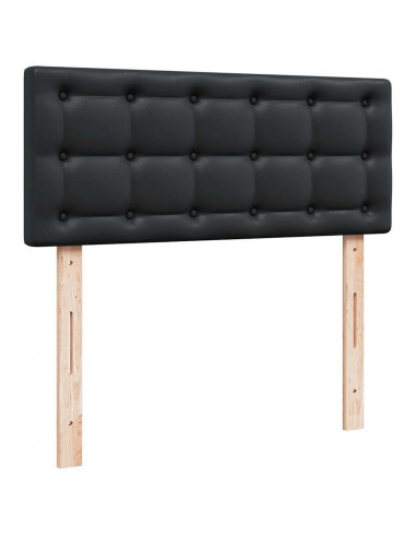 Struttura Letto Pouf con Materasso Nero 120x190 cm Similpelle