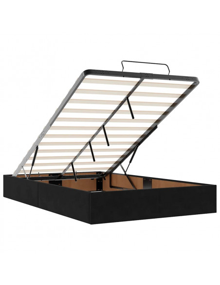 Pouf Letto con Materasso e LED Nero 120x190cm in Velluto