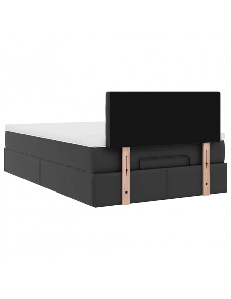 Struttura Letto Pouf con Materasso Nero 120x200 cm Similpelle