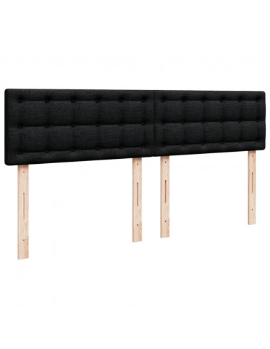 Struttura Letto Pouf con Materasso Nero 160x200 cm in Tessuto