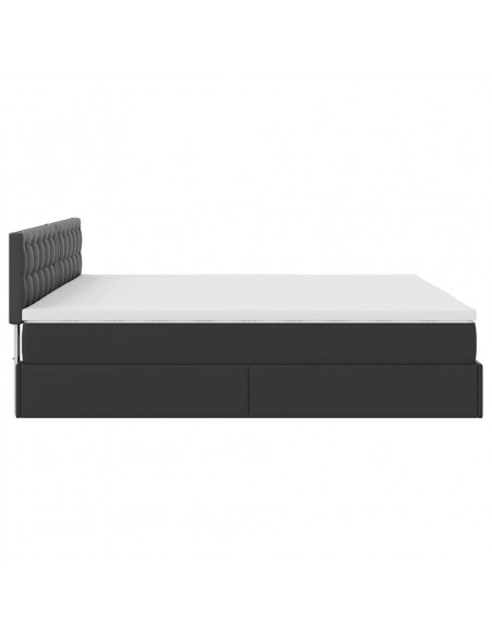 Struttura Letto Pouf con Materasso Nero 180x200 cm Similpelle