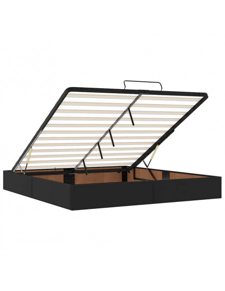 Pouf Letto con Materassi e LED Nero 180x200cm Similpelle