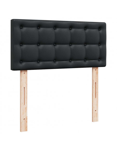 Struttura Letto Pouf con Materasso Nero 80x200 cm Similpelle