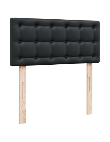 Struttura Letto Pouf con Materasso Nero 90x190 cm Similpelle